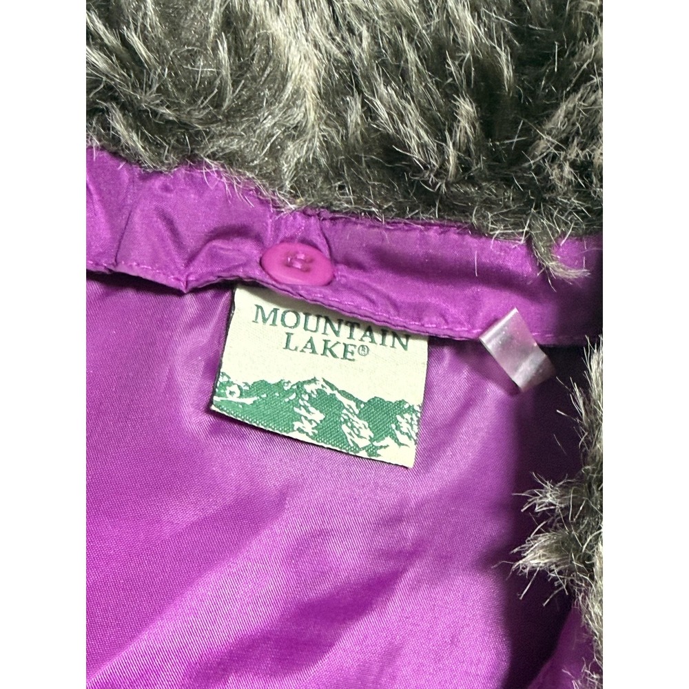 Mountain Lake Vest Womens Medium Purple Faux Fur Collar Quilted Puffer Zip - Picture 2 of 9